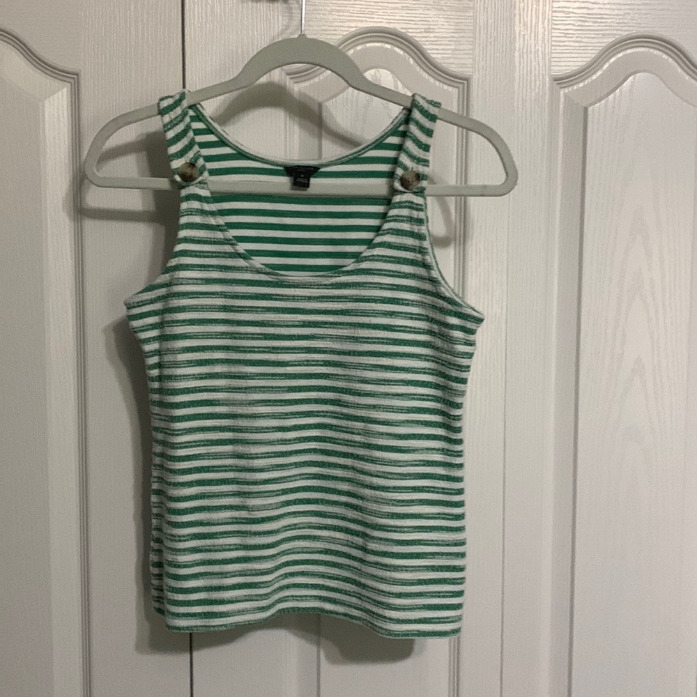 Green and white ann Taylor top size small